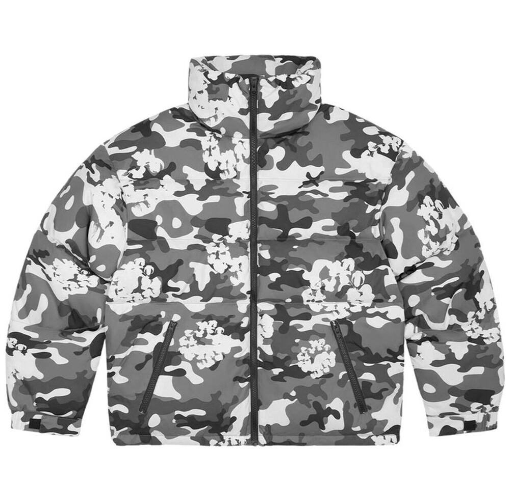 Denim Tears Cotton Wreath Puffer Jacket Coat White Camo